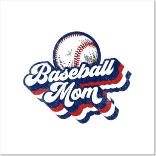 Retro Baseball Mom Red White Blue Posters and Art